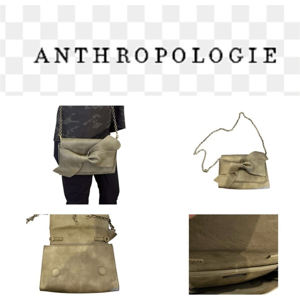 NWOT Anthropologie BELLA BOW Vegan Leather Crossbody Handbag w Detachable Metal